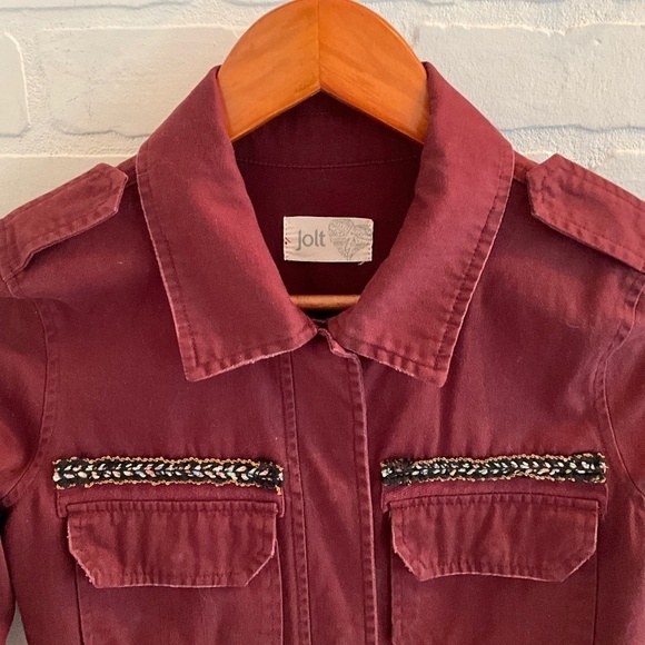 Vintage 1990s/Y2K Burgundy/Red wine Lightweight denim-like cotton Size XS - Picture 3 of 11